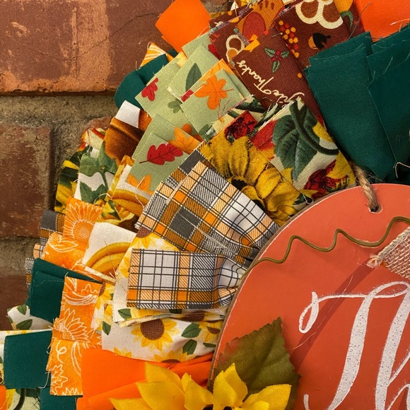 Fall Thankful & Blessed Rag Wreath - Picture 3 of 8